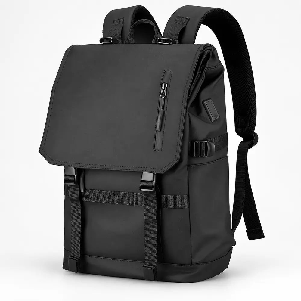 Sac à dos ordinateur L’Urbain noir, vue de trois quarts