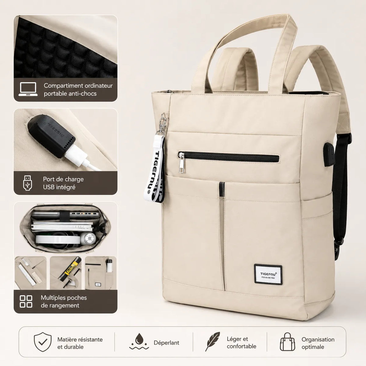 sac ordinateur avec port de charge usb 