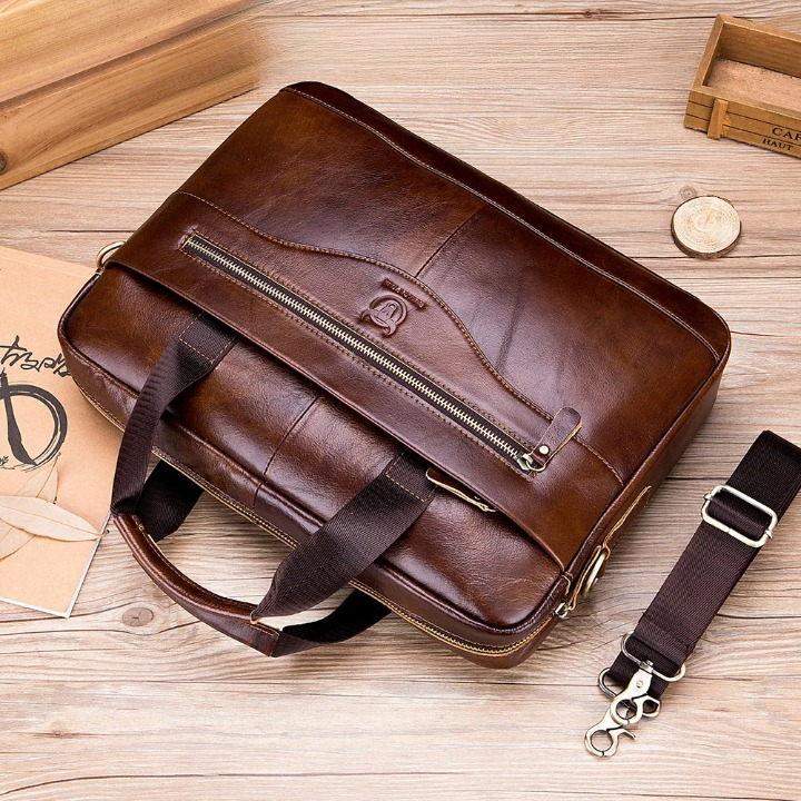 Sacoche ordinateur cuir 14 pouces professionnel haut de gamme