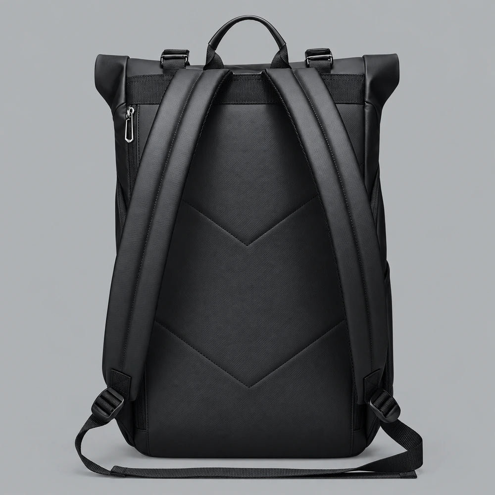 Le Nomade, sac à dos ordinateur Roll Top noir, vue de dos Image