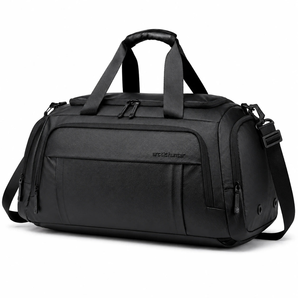 Sac de voyage ordinateur Le Voyage noir, format duffel, vue de trois quarts