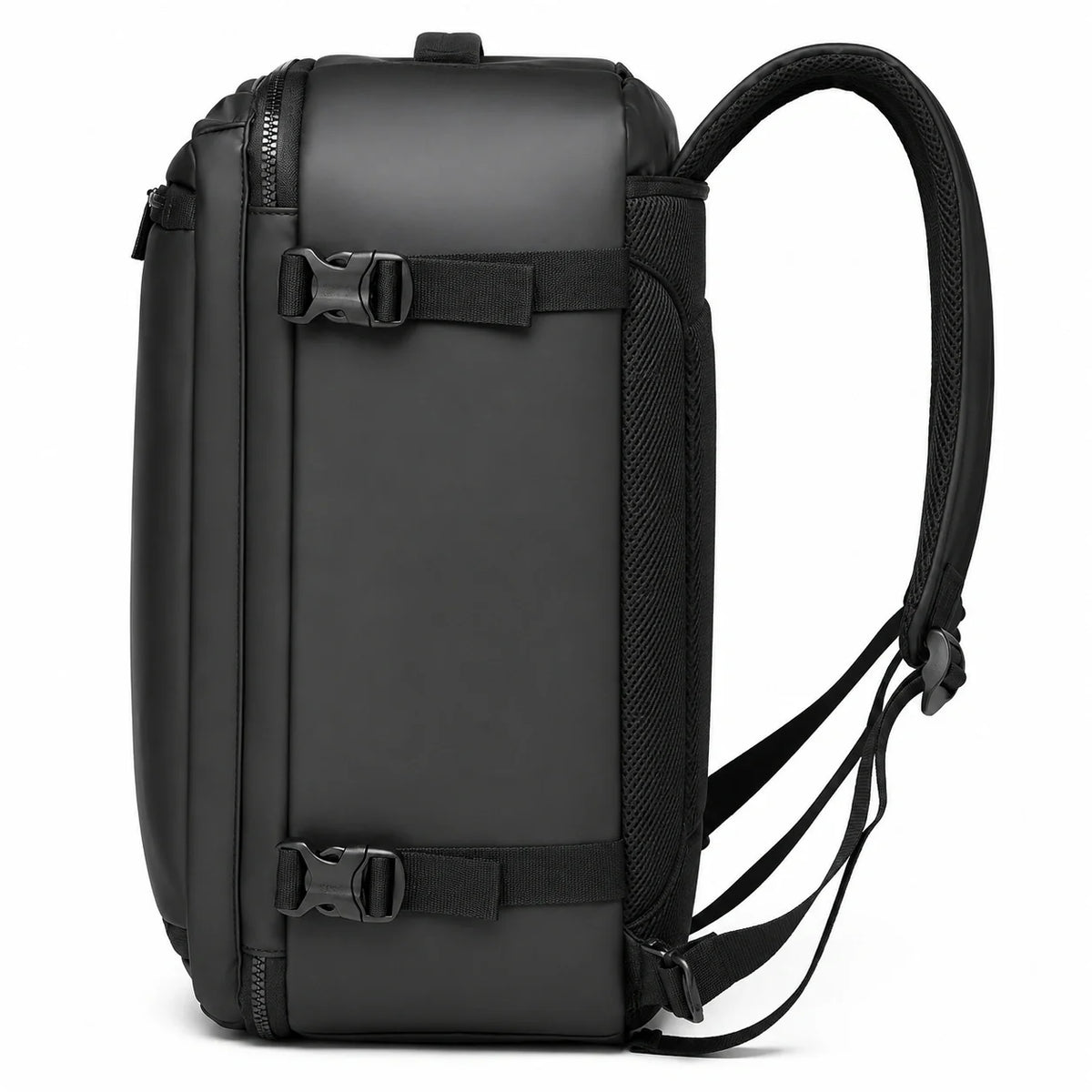 Sac ordinateur convertible Le Transit 3-en-1 noir, vue de profil, bretelle déployée