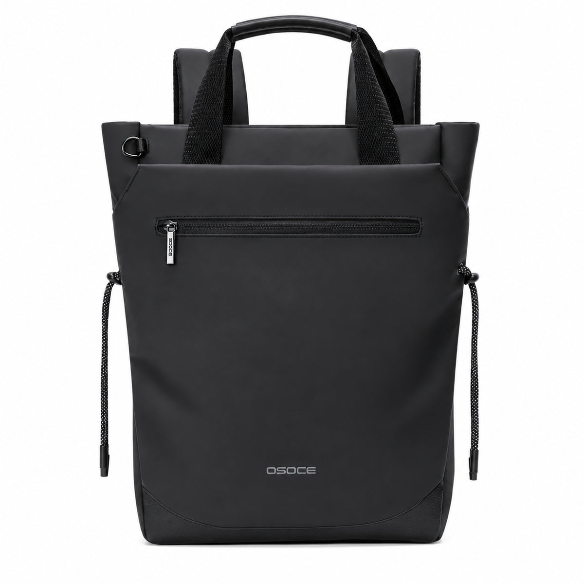 Tote bag ordinateur convertible en sac à dos noir, vue de face